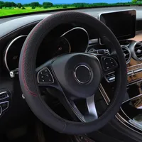 Steering Wheel Covers Universal Car Braid Embossing Leather Anti-Slip 6 Color Cover Car-styling Auto Accessories
