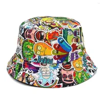 Berets 2023 Fashion Cartoon Print Hip Hop Bucket Hat Summer Men Fisherman Caps Hats Women Beach Cap Unisex Panama