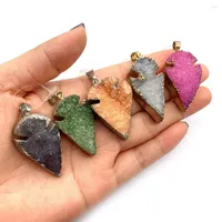 Charms Exquisite Natural Stone Crystal Cone Pendant 21-39mm Color Charm Fashion Making Jewelry DIY Necklace Earrings Accessories 1Pcs