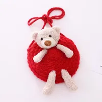 Handbags Kids Clutch Bag Accessories Wool Messenger Boy Girl Cute Circular Knitted Flower Change Shoulder E10618