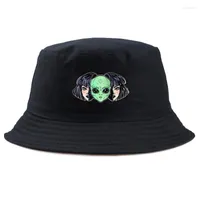 Berets Alien Panama Bucket Hats Men Women Summer Cap Fashion Print Bob Hat Hip Hop Gorros Fishing Fisherman Girl BoyBerets Pros22