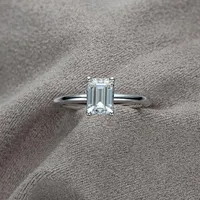 Cluster Rings Silver 925 Original Emerald Cut Diamond Test Past 1 D Color Moissanite Wedding Ring Brilliant Gemstone Jewelry GIft