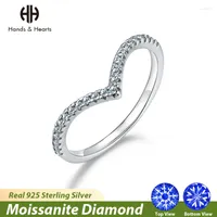 Cluster Rings H & Fashion Heart Moissanite Diamond Engagement For Women Original 925 Sterling Silver Promise Wedding Band Fine Jewelry