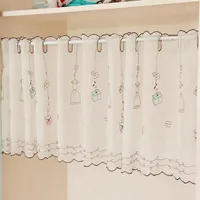 Curtain White Short Cafe Curtains For Window Cabinet Sink Dress Print Half Home Living Room