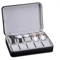Watch Boxes Travel Case Box Organizer 6 10 12 Slots PU Leather Portable Zipper Multi-Functional Bracelet Display