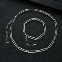 Necklace Earrings Set HIBRIDE 2PCS Geometric Pendant Adjustable Bracelet Jewelry For Women Party Accessories Fashion Bijoux N-868