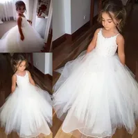 Girl Dresses Girl's White First Communion for Girls O-Neck Lace Appliques Flower Weddings Kinderkleding Kinderkleding