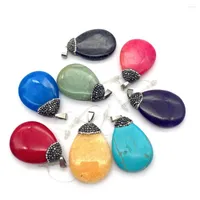 Charms Flat Drop Shape Natural Stone Pendants Crystal Agate Opal Jewellery For DIY Making Necklace Earring Accessories Jewelry