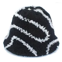 Berets Winter Plush Bucket Hat Fisherman Hats For Women Fashion Warm Skullies Beanie Ladies Casual Cover Head Caps