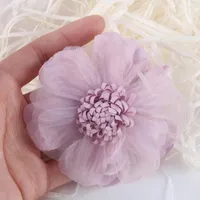 Decorative Flowers 10pcs Flower Fabrics Applique Embroidery Sewing On Patches For Wedding/Evening Dress Clothing Scrapbooking Hair Clips