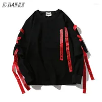 Men's Hoodies Yellow And Red Ribbons Tag Sweatshirts White For Men Letter Off Male Black Casual Hip Hop Sport Boy Top Pullover