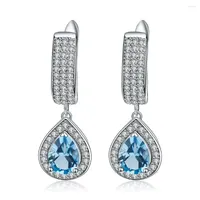 Dangle Earrings Gem's Ballet 925 Sterling Silver Kate 2.64Ct Natural Swiss Blue Topaz Gemstone Drop For Women Fine Jewelry