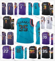 2022-23 City Turquoise Basketball 35 Kevin Durant Jerseys Chris Paul 3 Devin Booker 1 DeAndre Ayton 22 Purple White Black Edition 남자 아이들 어린이 청소년