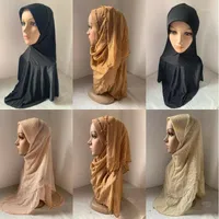 Ethnic Clothing Muslim Woman One Piece Solid Color Headscarf Shawls Arab Women Instant Hijab Wraped Headwear Islamic Bottoming Turban Caps