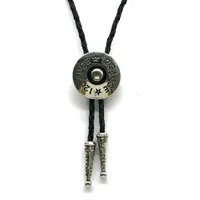 Bolo Ties KDG Western Cowboy Zinc Alloy Round 12 Figure Leather BOLO Tie Leather Cord Necklace 230209
