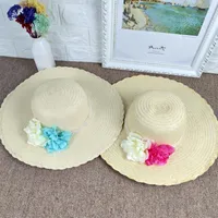Wide Brim Hats Lady Cute Girl Sun Straw Peony Flower Cats Outdoor Leisure Beach Sunscreen Hat Sale