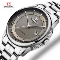 Wristwatches Classic Carnival Brand Mechanical Watch Men Simple Vintage Design Stainless Steel Strap Sapphire Glass Calendar Business