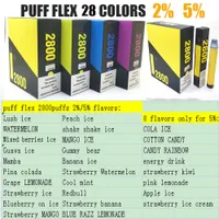 Puff Flex 2800 Puffs Desechable E Cigarrillos 2800 Puffs Vape 8ml Vaporizador Kit de vapor de vapor 2% 5% Cartucho de cartucho prellado Elux 28 Colors