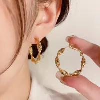 Hoop Earrings 925 Sterling Silver Earpin Big Plated 24K Real Gold And Platinum Earring Female Ear Ring Fashionable