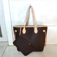 2pcs set Genuine Leather handbags tote Large Capacity Womans shoulder bags purse designer Totes Fashion flower handbag wallets high-end shop bag