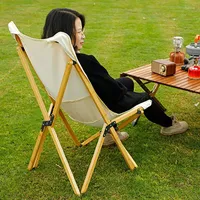 Camp Furniture Outdoor Portable Camping Chair With Backrest Folding Solid Wood Cloth Tourist Large Relaxing Armchairs Seat