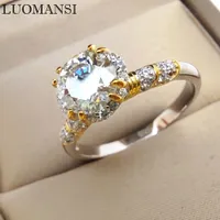 Solitaire Ring Luomansi D VVS1 Crown مع GRA شهادة S925 Silver 1 حفل زفاف المرأة هدية المجوهرات 230209