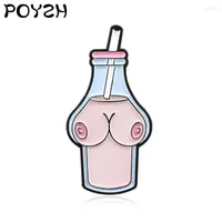 Brooches Bottled Milk Beverage Modelling Brooch Female Body Privacy Chest Women Bosom Shape Sexy Jewelry Lapel Pin Amusing Badges