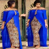 Plus Size Clothing Autumn Sexy Leopard Printed Dashiki African Dresses for Women Party Half Sleeve Slash Neck Femme Robe1917