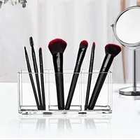 Storage Boxes 3 Holes Transparent Acrylic Makeup Brush Tool Cosmetic Box Case Make-up Holder Table Organizer Make Up