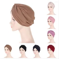 Ethnic Clothing Muslim Women Cross Ruffle Chemo Sleep Turban Hijab Bonnet Headwear Scarf Beanie Cap Hat For Cancer Patient Hair Loss
