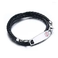 Bangle 2023 Titanium Steel Sign Curved PU Leather Hand Strap European And American Style Fashion Accessories For Men