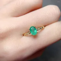 Cluster Rings Sterling Silver 925 Engagement Ring Women's Luxury Generous Gemstone Natural Emerald Jewelry Original Date
