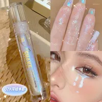Lip Gloss Glitter Highlighter Liquid Eye Shadow Eyeliner Durable Waterproof Pearl Shiny Shake High Brighten Silkworm Makeup R