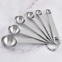 6 Pcs Set Stainless Steel Round Measuring Spoon Tools 6Pcs Milk Coffee Tea Rectangle Measure Spoons Kitchen Cooking Baking Scoop BH8215 TQQ
