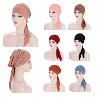 Ethnic Clothing Women Muslim Pre-Tied Hijab Cancer Chemo Cap Laides Hat Turban Cover Hair Loss Head Scarf Wrap Headwear Strech Bandanas