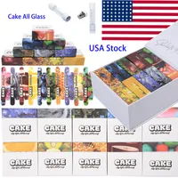 USA Stock 10 Flavors Cake Atomizer Full Glass Vape Cartridges Ceramic Coil Carts 1.0 ml tjock olje Dab Pen Wax Vaporizer 510 Tråd E Cigaretter med boxpaket tomt