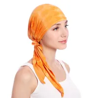 Beanies Beanie Skull Caps Muslim Women Stretch Cotton Turban Hat Cancer Chemo Head Bandana Pre-Tied Scarf Headwear Headwrap Hair Accessories
