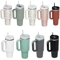 New 40oz Stainless Steel Tumblers with handle Water Bottle Portable Outdoor Sports Cup Insulation Travel Vacuum Flask Bottles0209