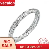 Cluster Rings Vecalon Unique Cross 925 Sterling Silver Infinity Ring 5A Zircon Cz Engagement Wedding Band For Women Bridal Gift
