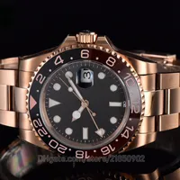 GMT II Watch Полный черный розовый золото.