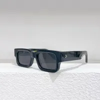 Lunettes de soleil rétro carrées Léoues de gris à cadre noir épais hommes verres de lunettes de soleil funky