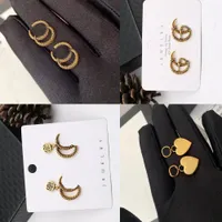 20Color 18K Gold Plated Luxury Letters Stud G Letter Earring Designers Geometric Famous Women Round Crystal Rhinestone Pearl Wedding Party Jewerlry