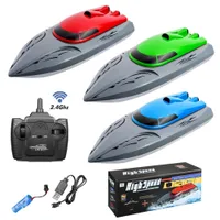 ElectricRC Boats 24Ghz RC Boat 20Kmh High Speed Wireless Remote Control Rechargeable Waterproof Anticollision Speedboat Toys For Boys 230210