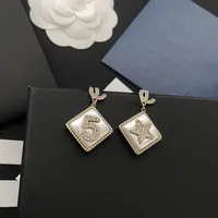 Mit Box niemals Fade Designer CH Brand Stud Ohrringe Brief 5 Ohrstifte Frauen Kristall Perlen Geometrische Ohrring für Hochzeitsfeier Jewerlry Accessoires