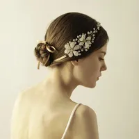 헤드 피스 O820 여자 보석 진주 머리띠 꽃 왕관 구슬로 된 달콤한 모조 다이아몬드 신부 머리띠