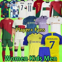 Al Nassr FC Soccer Jerseys 2022 Portugal CR7 Men Set Kids Kit Women Fans Player -versie Ronaldo Bernardo Joao Felix Child Football Shirts Boys 22 23 lange mouw