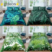Bedding sets ZEIMON 3D Palm Leaves Set Duvet Cover Pillowcase for Home Bedroom Luxury Bed 2 3pcs Bohemian Quilt 230210