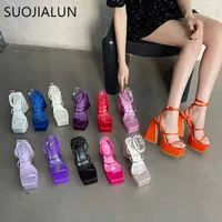 Sandals Suojialun 2023 estate New Brand Women Sandal Fashion High Platform Tanne Ladies Elegant Pumps Scarpe Ladies Ladies Gladies S T230208