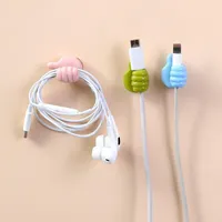 Hooks 2 Pcs Self-Adhesive Wall Decoration Hook Creative Silicone Thumb Key Hanger Home/Office Data Cable Clip Wire Desk Organizer