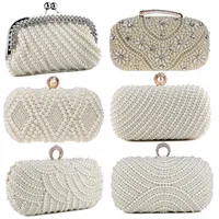 Evening Bags Beading Wedding Clutch Rhinestones Pearl Handbags With Chain Shoulder Metal Party Purse Diamonds Holder 230210